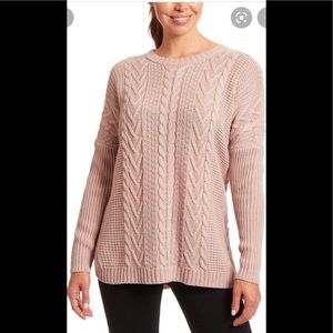 Joseph A Grey Rose crewneck Cable Knit Sweater